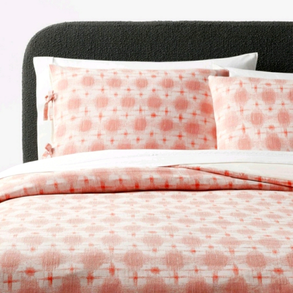 New!Threshold King yarn dye ikat duvet cover & sham set Cottagecore Vintage Insp